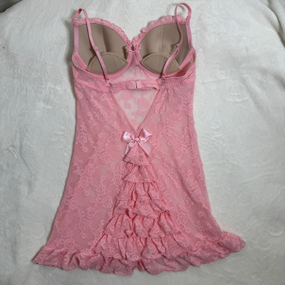Victoria's Secret corset top slip dress lingerie with ruffle back